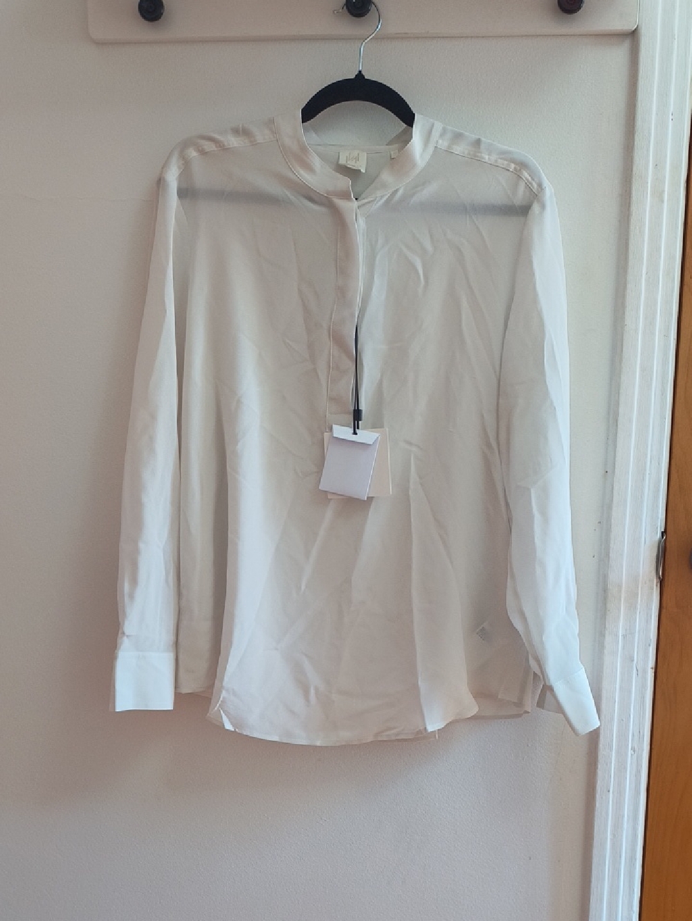 NWT Marella Half Button Silk Classic Ivory Long Sleeve Pullover Blouse